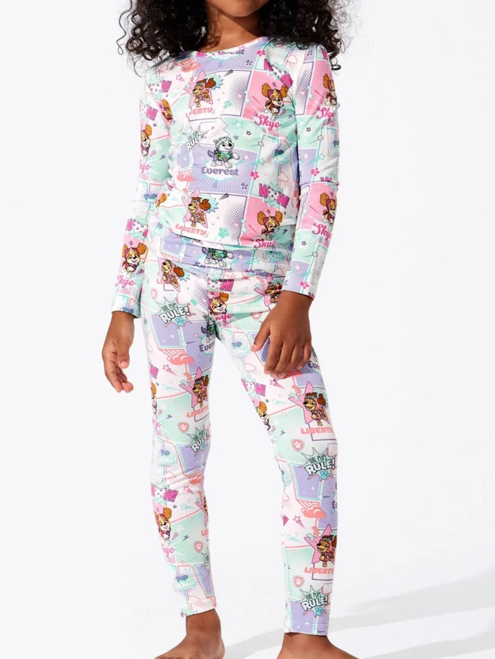 Girls' Pastel Paw Patrol Long Sleeve Pajama Set - Pink & Mint